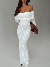 Sofenna Long Sleeve Off Shoulder Maxi Dress White