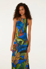 Blue Banana Grapes Sleeveless Maxi Dress