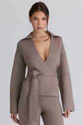 taupe wool wrap contour jacket