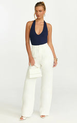 Suzanna Bodysuit - V Neck Halter Bodysuit in Navy