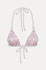 Ari Reversible Satin Bikini Top - Pink Stripe