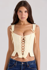 lemon rose print reversible cotton corset top
