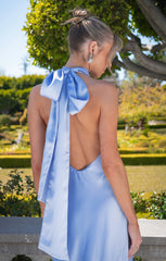 Lisa Maxi Dress ~ Borrowed Blue Luxe Satin