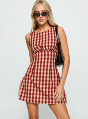 Sweet Somethings Mini Dress Red Check Tall