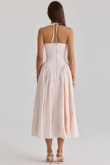 blush peek-a-boo keyhole cotton midi dress