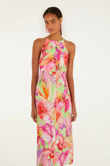 Multicolor Artsy Flora Midi Dress