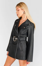 Stapleton Mini Dress ~ Caviar Faux Leather
