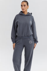 slate cotton fleece-back hoodie