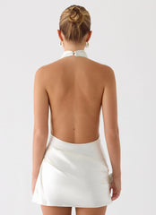 Play It Out Cowl Mini Dress - Ivory