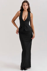 black twill maxi skirt