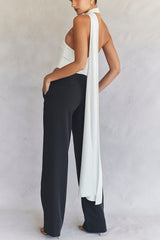 ivory satin wrap neck bodysuit