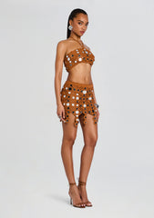 Enora Metallic Crochet Top