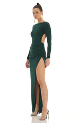 Open Back Maxi Dress in Green
