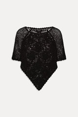 Sophie Crochet Poncho - Black