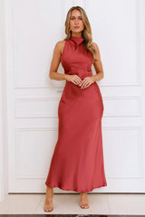 Eden Satin Maxi Dress Rose
