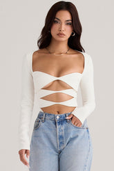 white cutout bodysuit