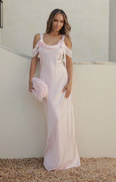 Bella Maxi Dress ~ Powder Pink Luxe Satin