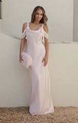Bella Maxi Dress ~ Powder Pink Luxe Satin