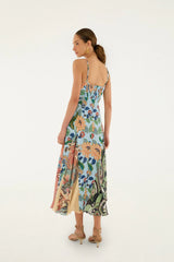 Light Blue Floral Delhi Sleeveless Maxi Dress