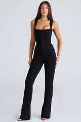 black stretch trousers
