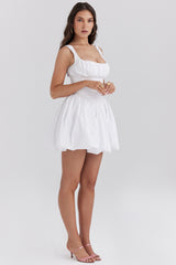 white cotton tulle mini dress