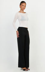 Madi Top - Long Sleeve Sheer Slub Jersey Top in White