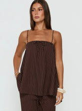Amibella Boxy Cami Top Brown / Cream Stripe