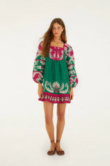 Multicolor Spring Arabesc Long Sleeve Mini Dress