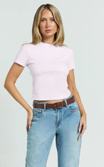 Georgina Top - Crew Neck Short Sleeve Baby Tee in Baby Pink