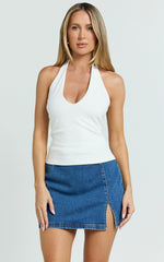 Rachel Top - Halter Fitted Top in Ivory