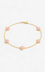 Britt Bracelet - Multi Clover Bracelet in Gold/Pink