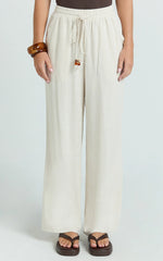 Marina Pants - Mid Waisted Relaxed Elastic Waist Pants in Natural