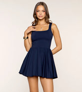 Flirty Serve Square Neck Skater Dress