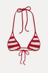 Nick Triangle Crochet Bikini Top - Red Ribbon
