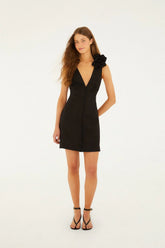 Black 3d Flowers Sleeveless Mini Dress