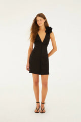 Black 3d Flowers Sleeveless Mini Dress