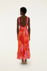 Multicolor Delicate Forest Cut-Out Maxi Dress