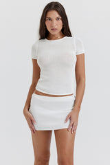 white knit mini skirt
