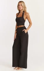 Karina Pants - High Waist Wide Leg Pants in Black