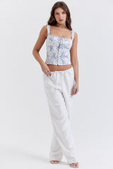 ivory linen mix trousers