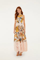 Light Pink Ligia Floral Lace Maxi Dress