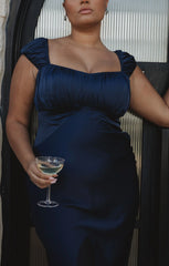 Veronica Maxi Dress ~ Midnight Navy Luxe Satin
