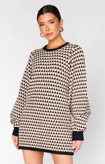 Marion Sweater Dress ~ Black Geo Knit