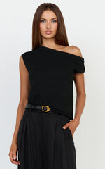 Marilou Top - Knit Off Shoulder Top in Black