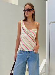 Winding Roads Layered Asymmetrical Top Multi Stripe