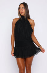 No Kiss And Tell Halter Lace Mini Dress Black