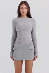french grey a-line mini skirt