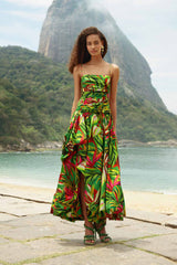 Green Tropical Dream Draped Maxi Dress