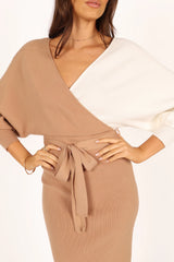 Nate Dress - Beige/White