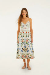 Off-White Stitched Garden Midi Dress